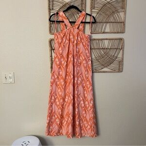 Eliot Madewell Silk Halter Dress Fish Print Tribal Ethnic Boho Women's Sz 0 B16